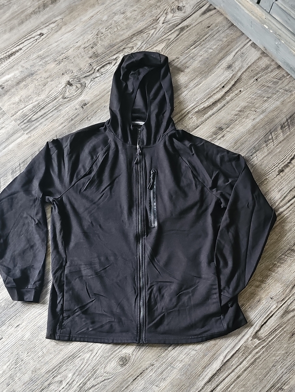 Men's Black Hooded Jacket - Lightweight Zip Front